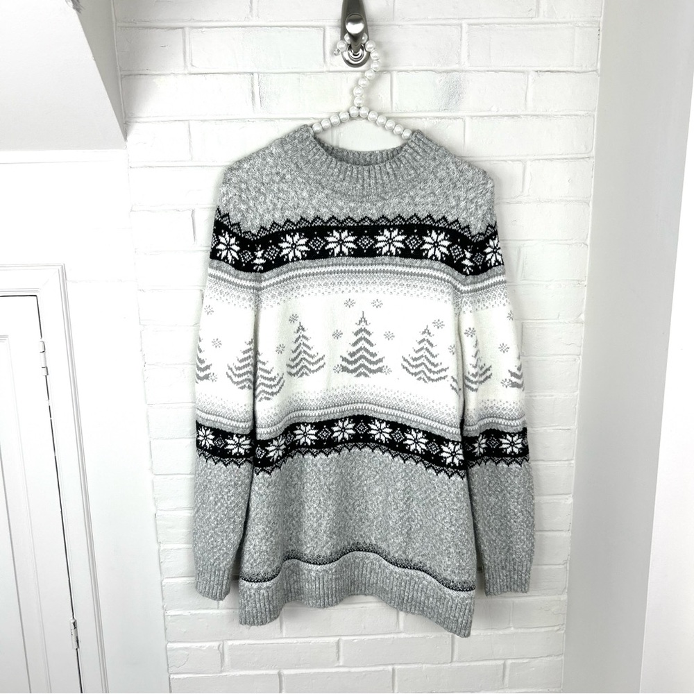 Christopher & Banks Fair Isle Winter Scene Knit Sweater Size L